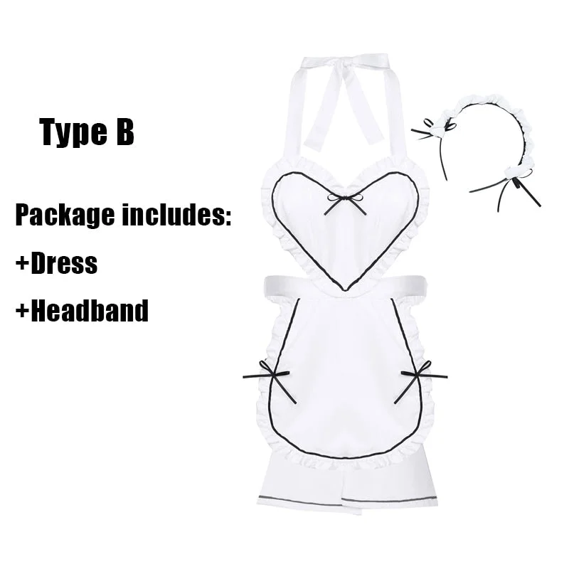 OJBK Anime Maid Cosplay Costumes White Coffee Bar Waitress Cos Outfit Hollow Out Design For Women Sexy Lingrie Uniform 2020 New