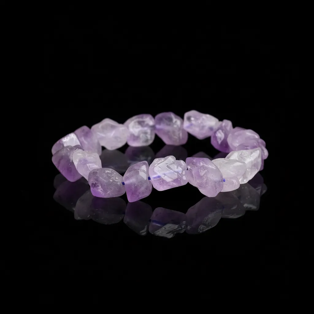 JiStones Raw Amethyst Crystal Bracelet | Natural Handcrafted Healing Stone Jewelry