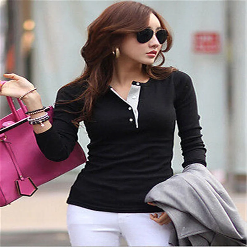 Black Red White  Blouse Women Autumn 2017 Long Sleeve Ladies Office Shirts Korean Fashion Casual Slim Women Tops