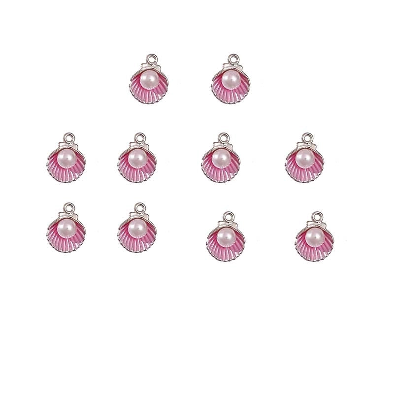 10 PCS/Package Aluminum-Magnesium Alloy Artificial Pearls KC Gold White Pearl Shell Jewelry Accessories Pendant