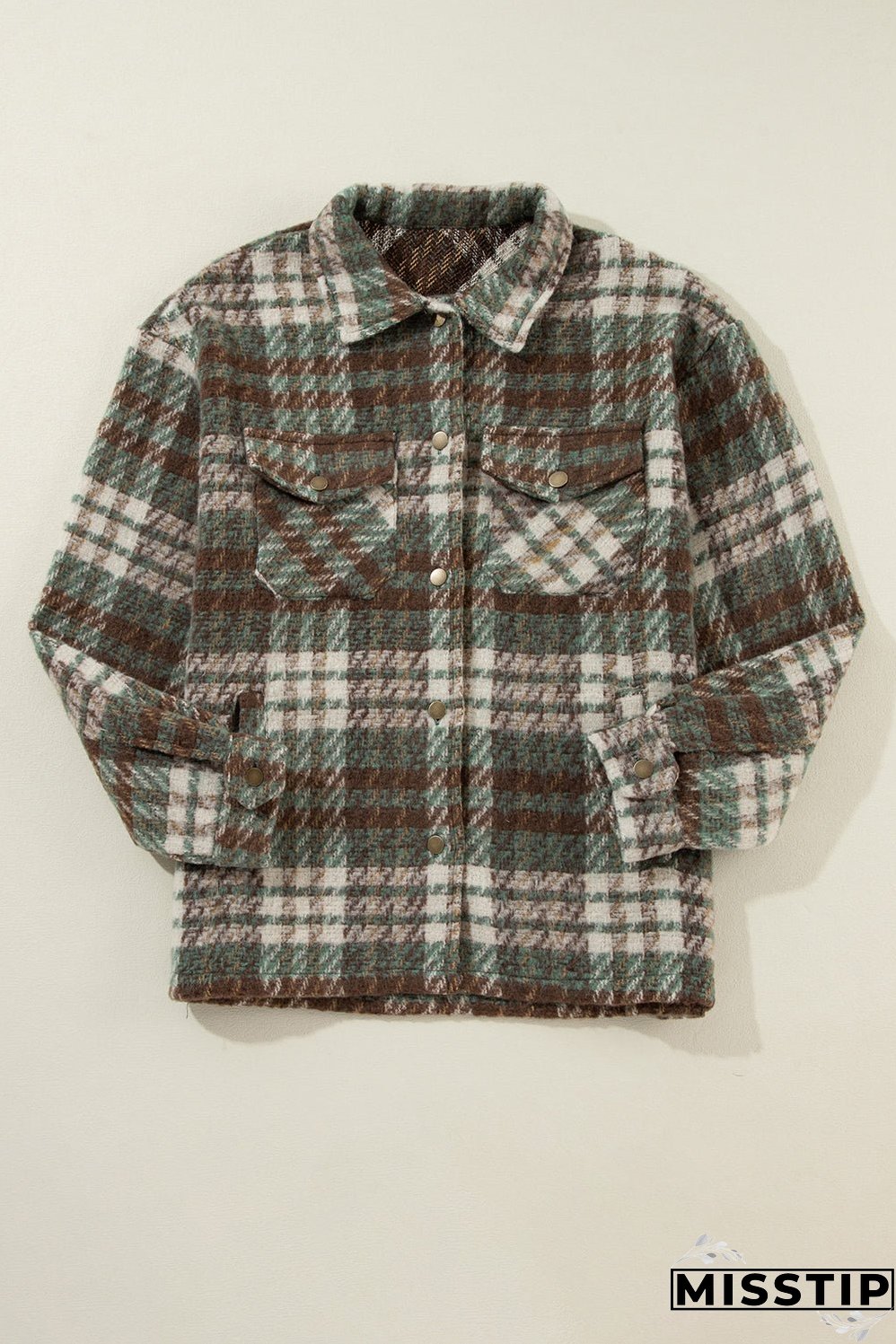 Plus Size Soft Plaid Button Down Jacket