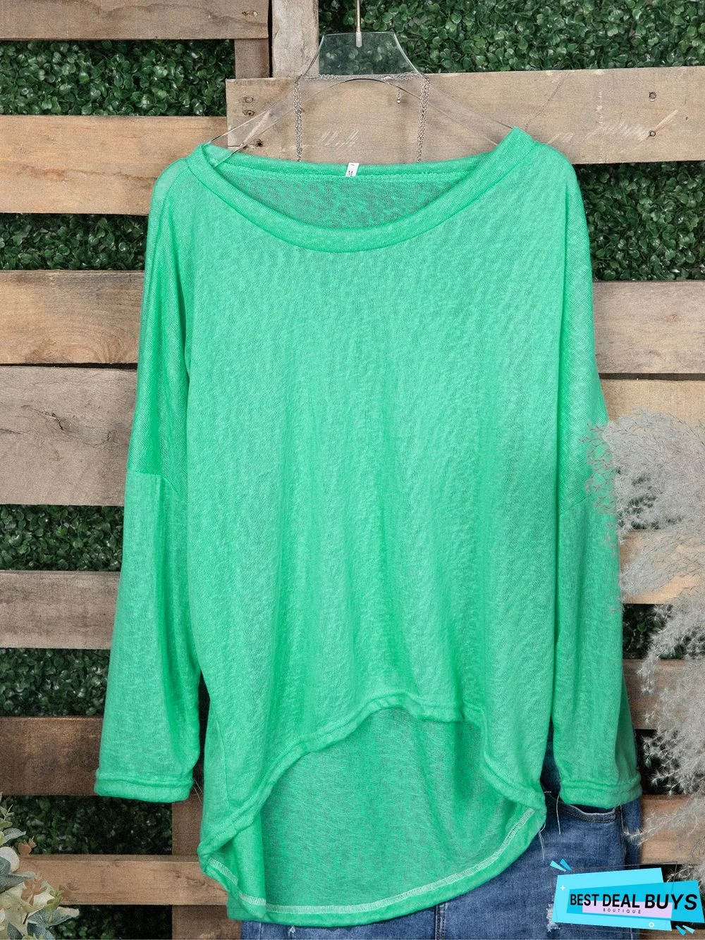 Woman Asymmetric Long Sleeve Casual Plain Casual Top