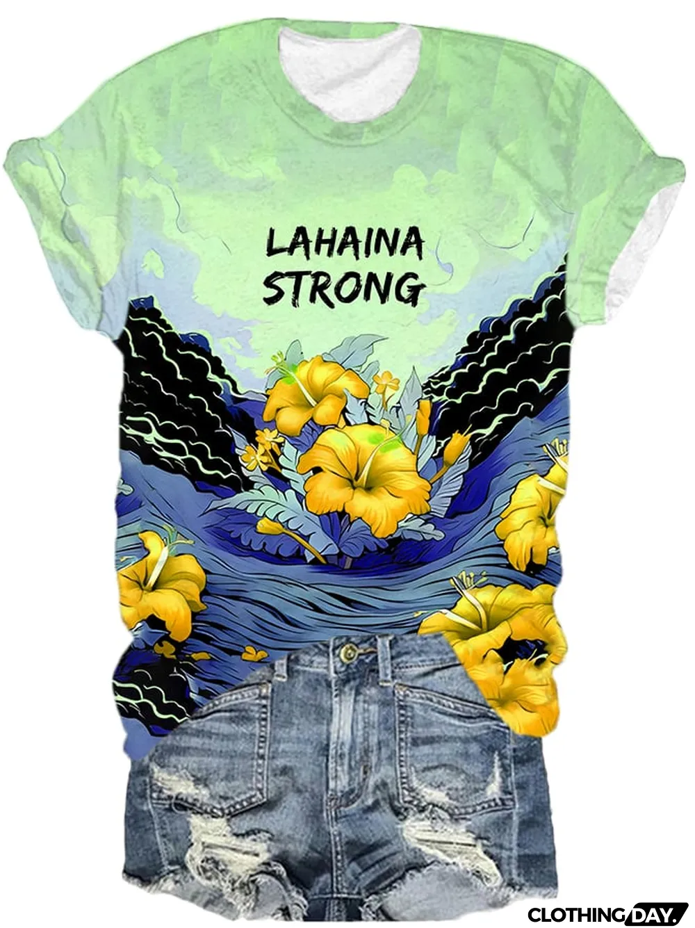 Women's Lahaina Strong Hibicus Casual T-Shirt