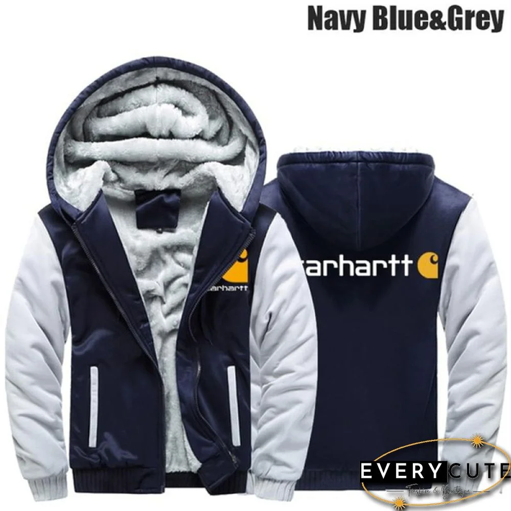 Fashion Winter Plus Fleece Jackets Men's Camouflage Hooded Cotton Down Jacket Plus Size Long Sleeve Zipper Jacket Coat