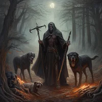 Grim Reaper with Dogs - Diamond Painting