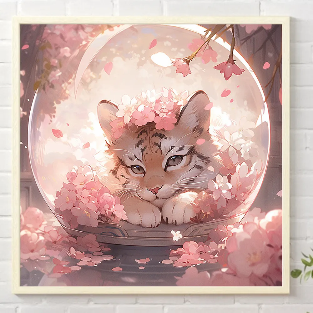 Diamond Painting - Full Square Drill - Pink Tiger(Canvas|45*45cm)