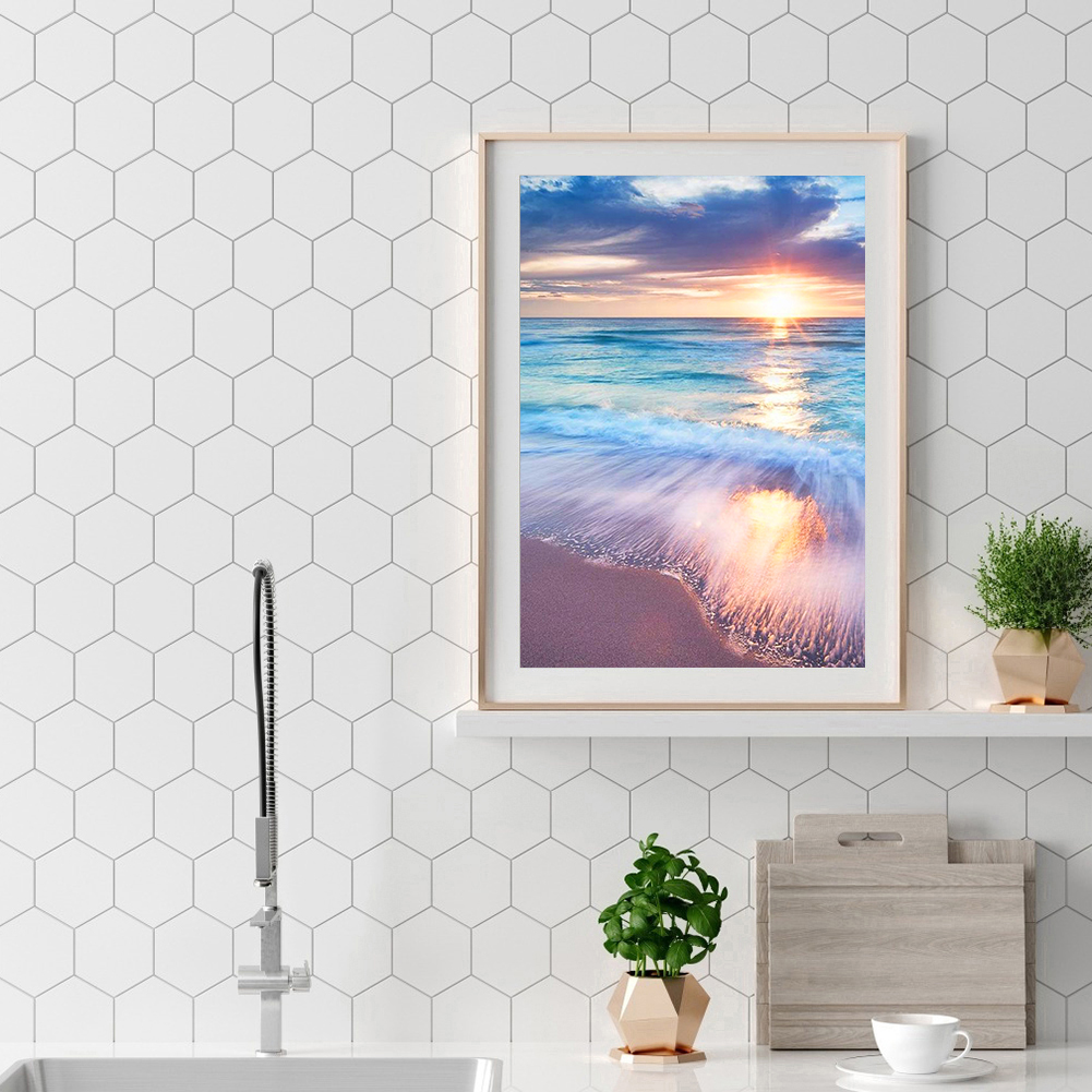 

(Multi-Size) Beach Sunrise - Round/Square Drill Diamond Painting - 30*40CM, Square diamond 40*50cm, 501 Original