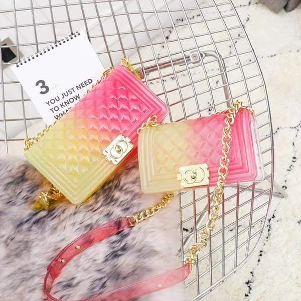 [Clearance] Plaid Jelly Gradient Transparent Cross Body Bag SP055