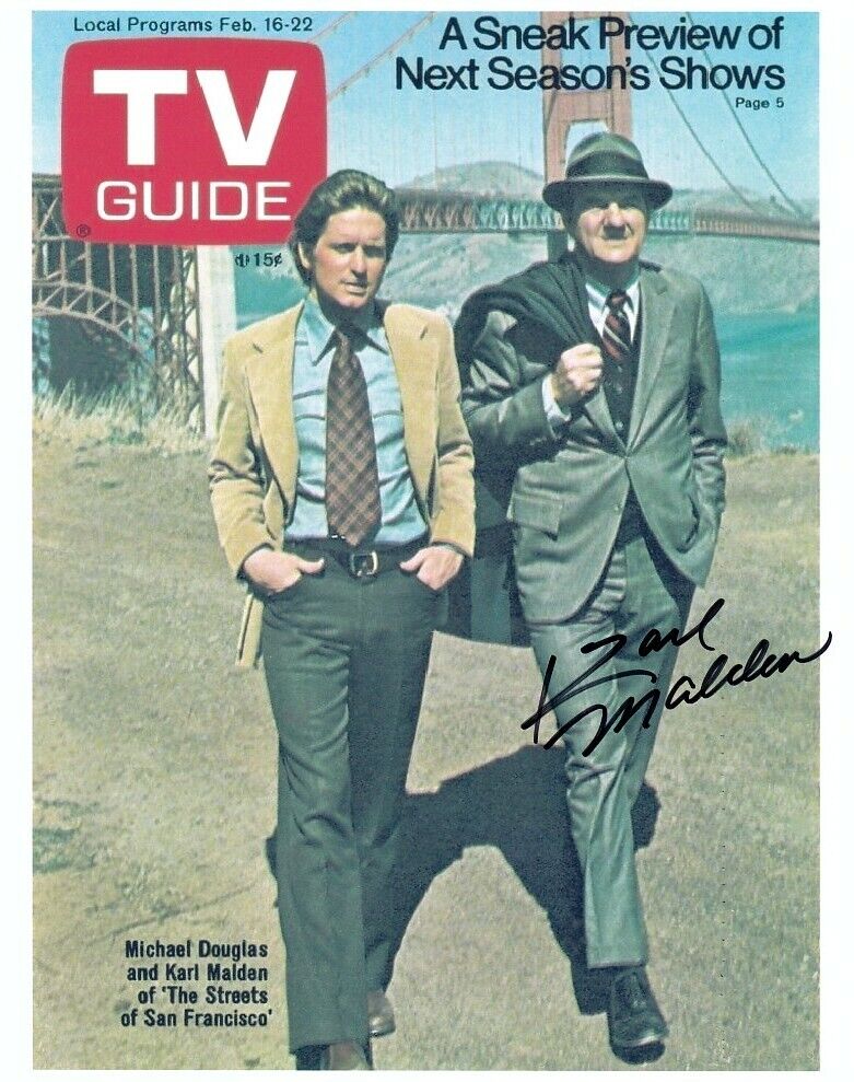 KARL MALDEN signed THE STREETS OF SAN FRANCISCO 8x10 w/ coa GOLDEN GATE TV GUIDE