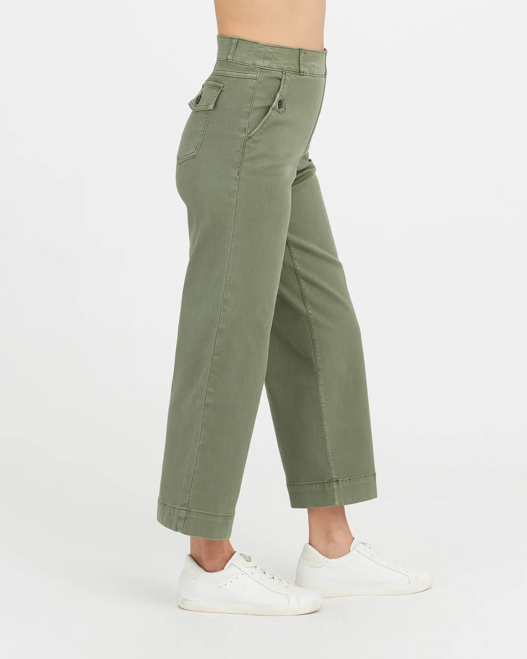 Stretch Twill Cropped Wide Leg Pant