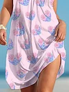 Vacation Seashells Mermaid Sequins Print Slip Dress
