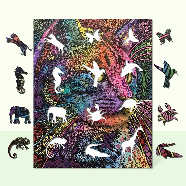 Wooden Jigsaw Puzzle - 309 pieces - Carefree Cat - artist artwork