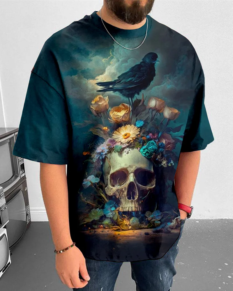 Suitmens Men's Halloween Crow Short Sleeve T-Shirt 057
