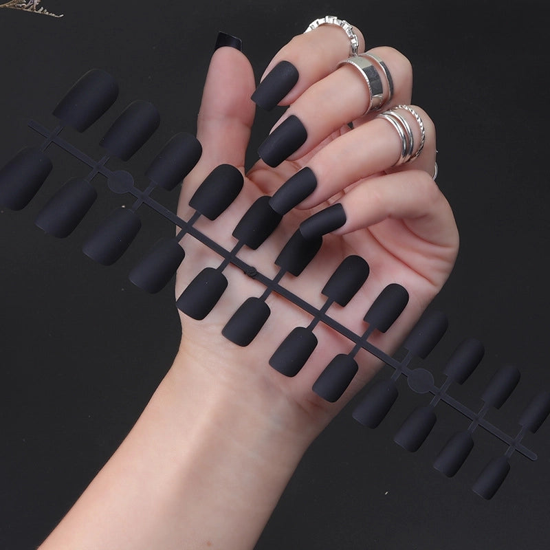 Solid Color Long Square Head Frosted Nail Art Patch Wearing Nail Piece Semi-finished Fake Nail Multicolor Strip Nail Art