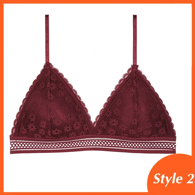 French Style Bralette Seamless Deep V Lace Bra Wireless Thin Underwear Sexy Lingerie Soft Push Up Bras For Women Hot