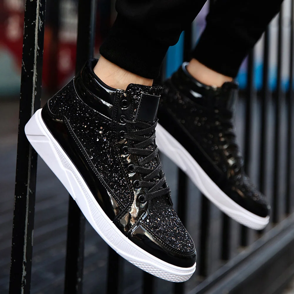 Smiledeer Men's Fashion Glitter High Top Casual Shoes