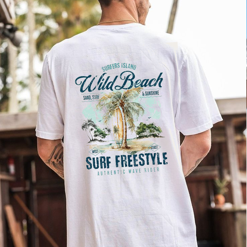 Unisex Surf Print Beach Vacation Retro Vintage T-shirt / [blueesa] /