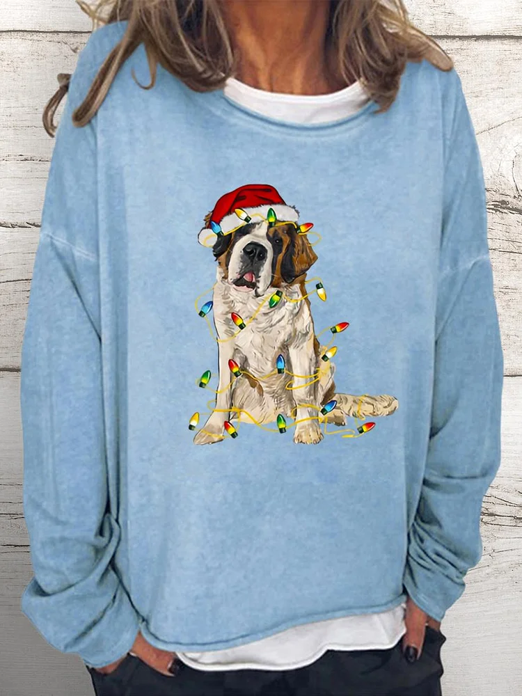 happy dog Women Loose Sweatshirt-0021948