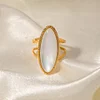 White Shell Oval 18K Golden Ring