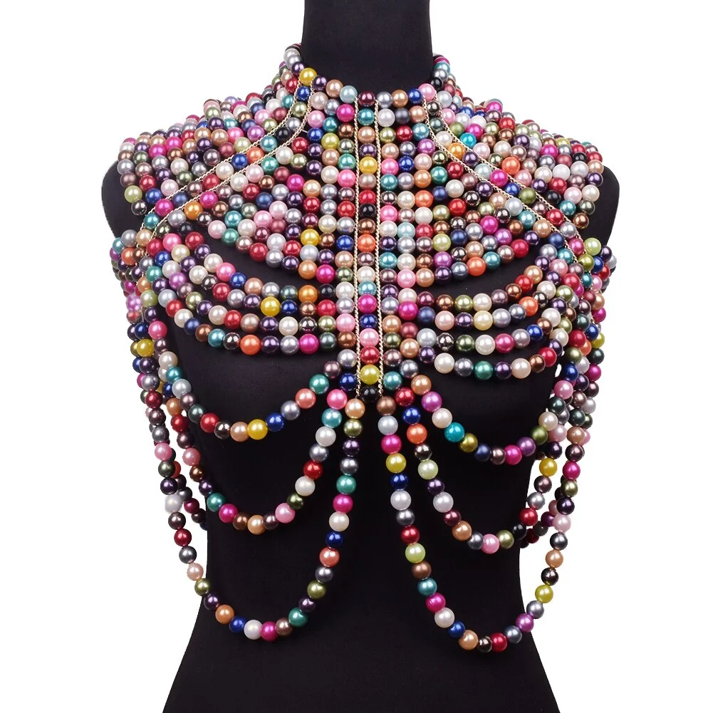 Dvacaman Korean Handmade Simulated Pearl Statement Necklace Women 2019 New Fashion Sex Body Chain Charm Necklace Jewelry Female