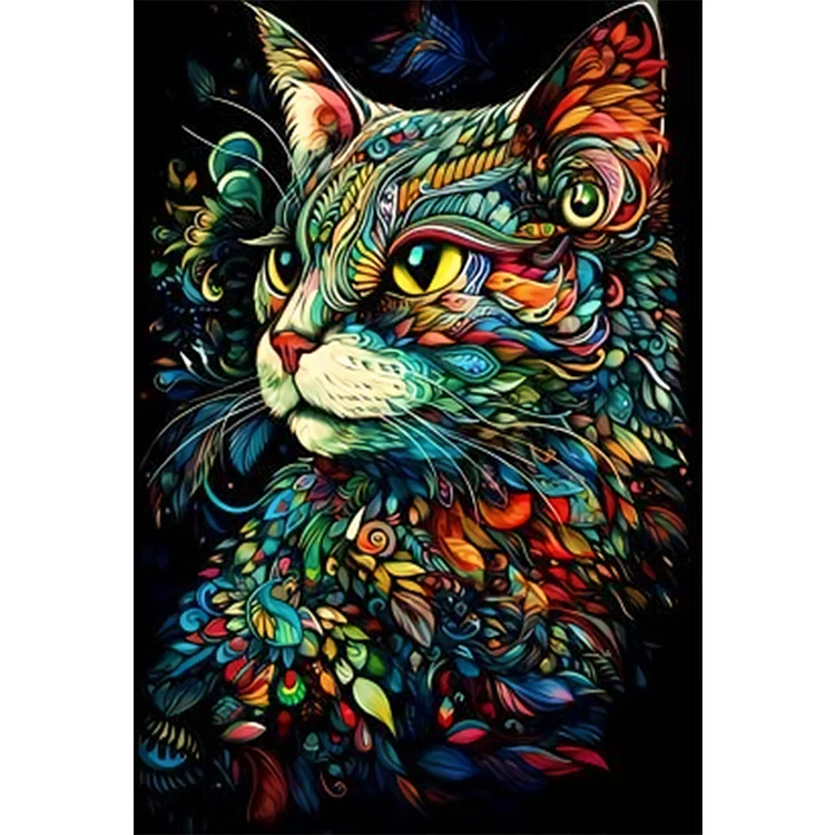 Colorful Cat 50*70CM(Canvas) Full Round Drill Diamond Painting gbfke