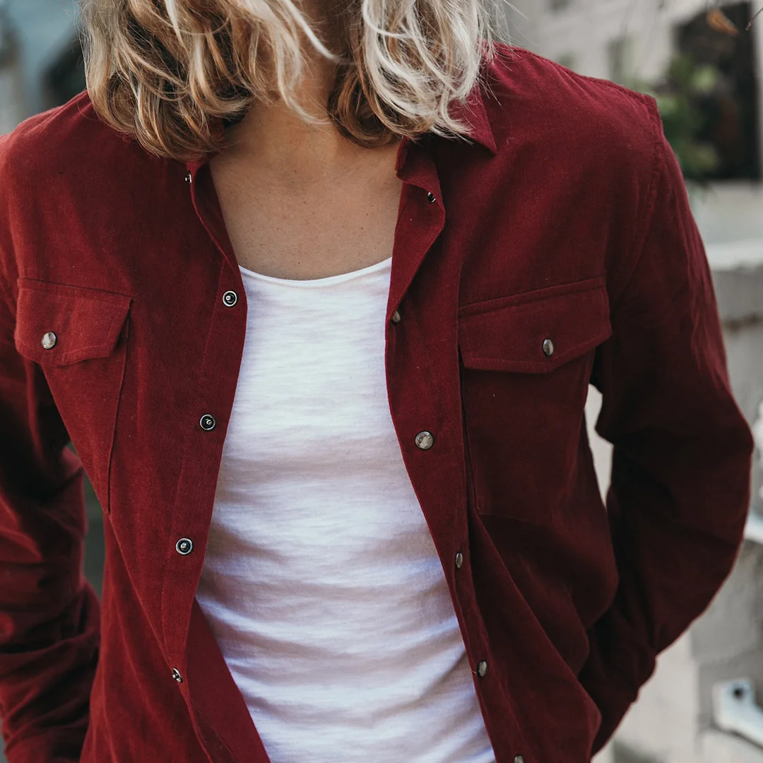 Men's Vintage Casual Corduroy Long Sleeve Shirt-inspireuse