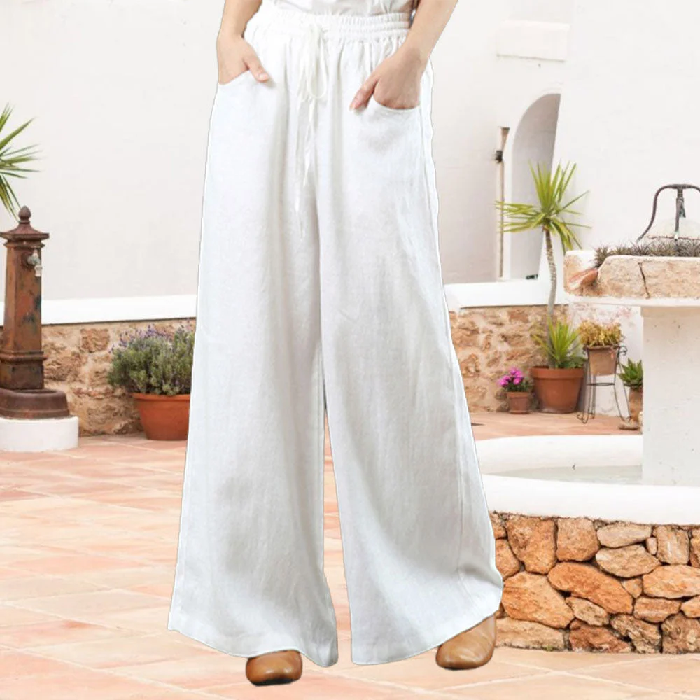 Smiledeer Ladies literary high waist wide leg pants