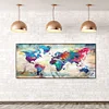 (US Only)World Map Oil Paint By Numbers Kits Canvas Picture DIY Wall Art Craft Color