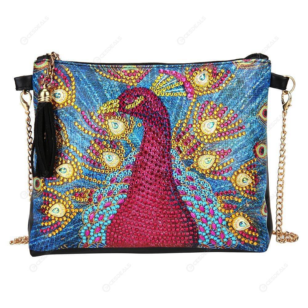 

Peafowl-DIY Creative Diamond Wristlet Bag, 501 Original