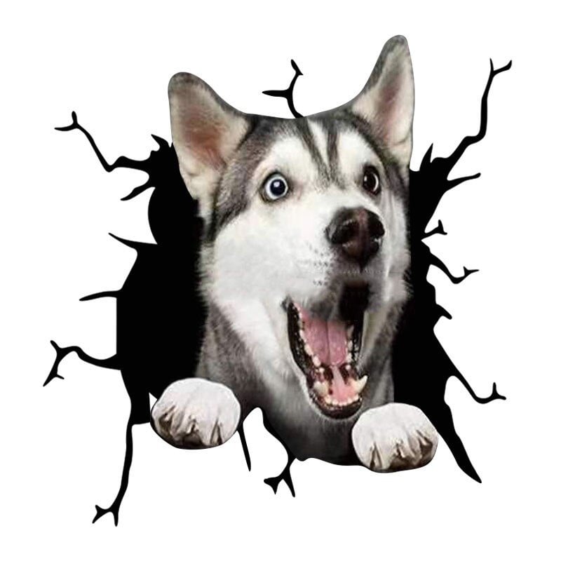 Electrostatic Glass Film Simulation Funny Car Window Sticker Dog Creative Broken Car Decorative Window Painting Waterproof