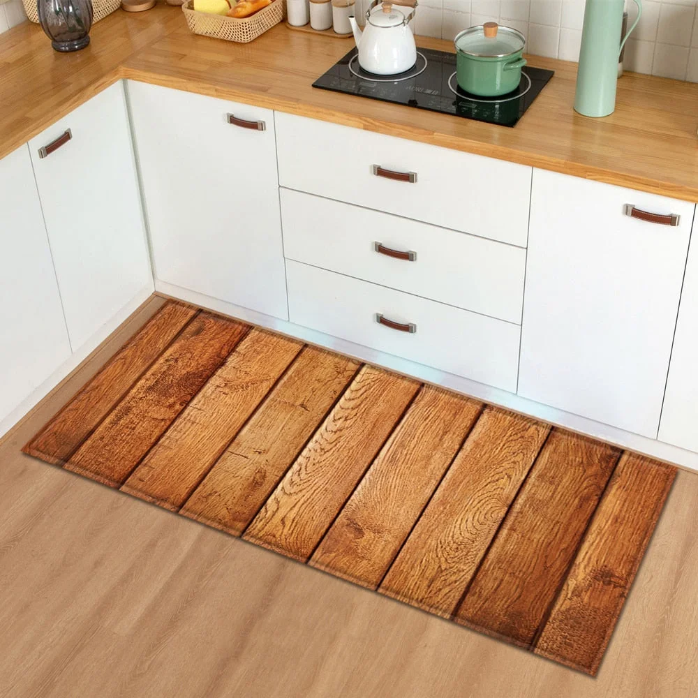 Modern Kitchen Mat  Bedroom Entrance Doormat Wood grain Home Hallway Floor Decoration Living Room Carpet Bathroom Anti-Slip Rug