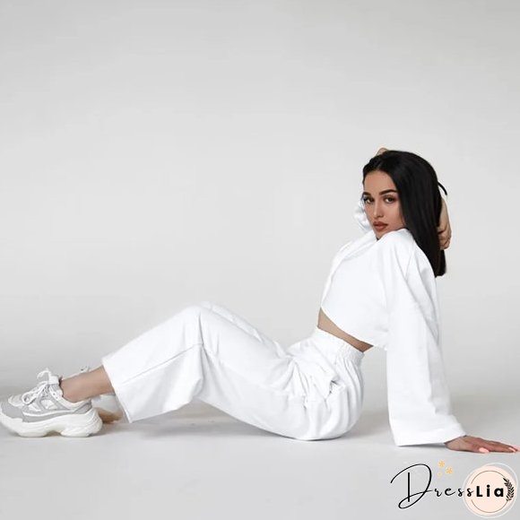 Callie Stylish Cropped Top And Joggers Set