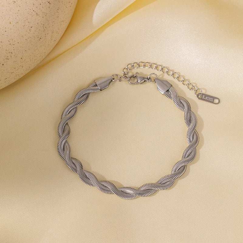 Casual Minimalist Eye Flower Butterfly Titanium Steel Zircon Bracelets In Bulk