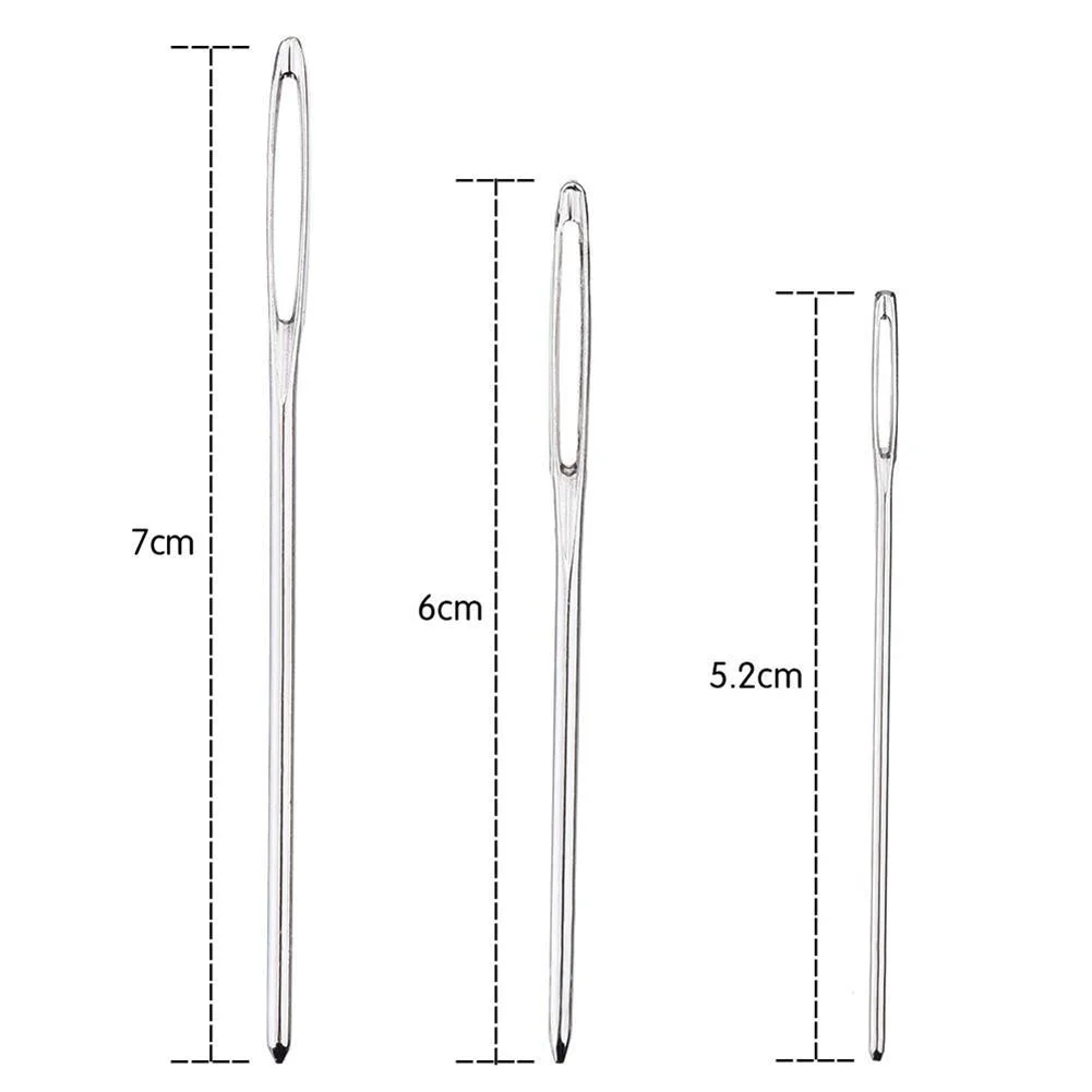 9pcs Large Eye Metal Needles Cross Stitch Knitting Crochet Hook Set Kit