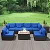 Patio Furniture Sectional Sofa with Gas Fire Pit Table Outdoor Patio Furniture Sets Propane Fire Pit