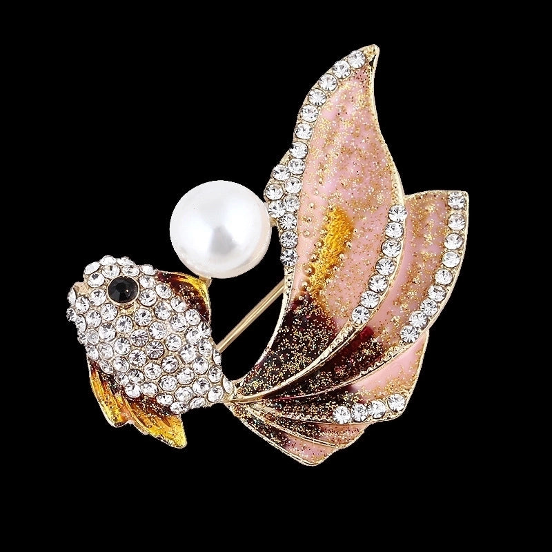 Fashion Pin Fish Alloy Plating Metal Zircon Women’S Brooches