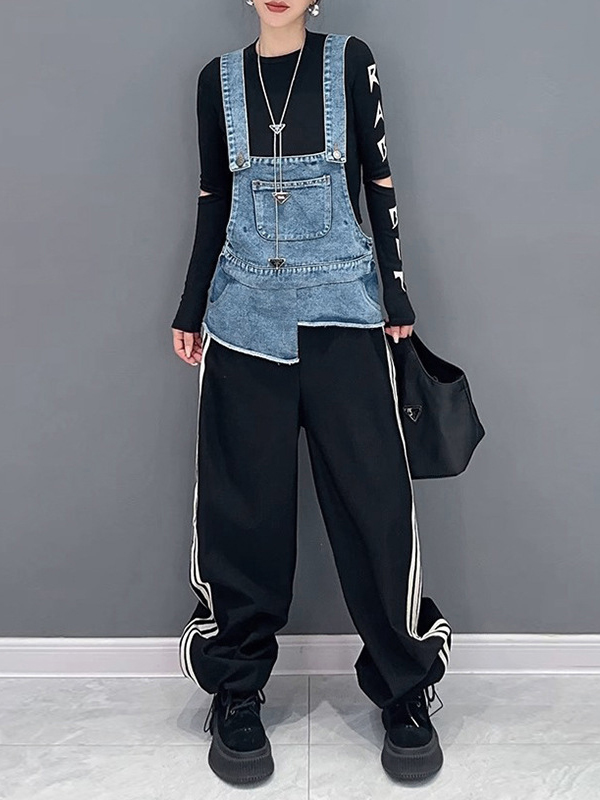Casual Color Matching Patchwork Denim Pants