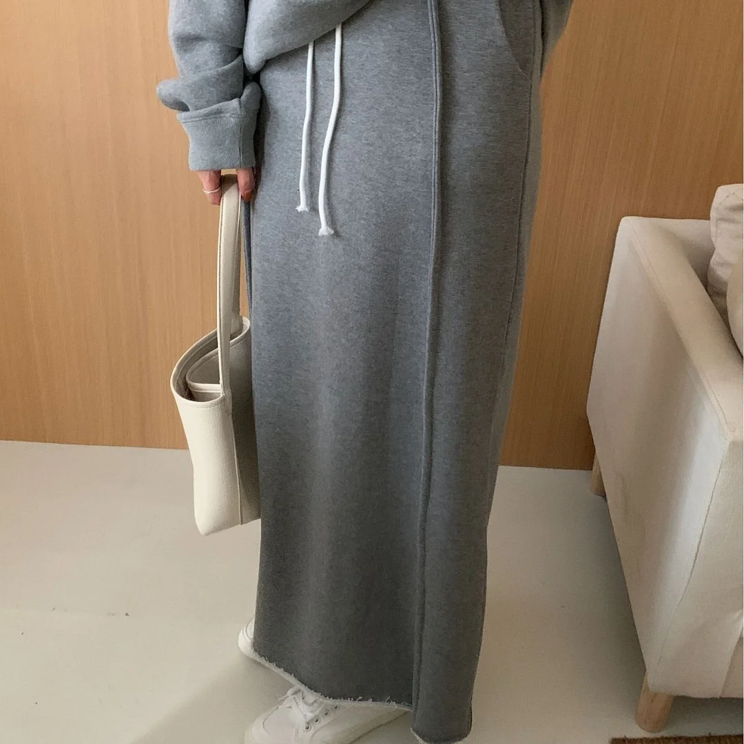 Athvotar Athvotar Autumn And Winter New High-Waisted Cotton Comfortable Half-Body Skirt Hot Straight Knitted Long Skirt
