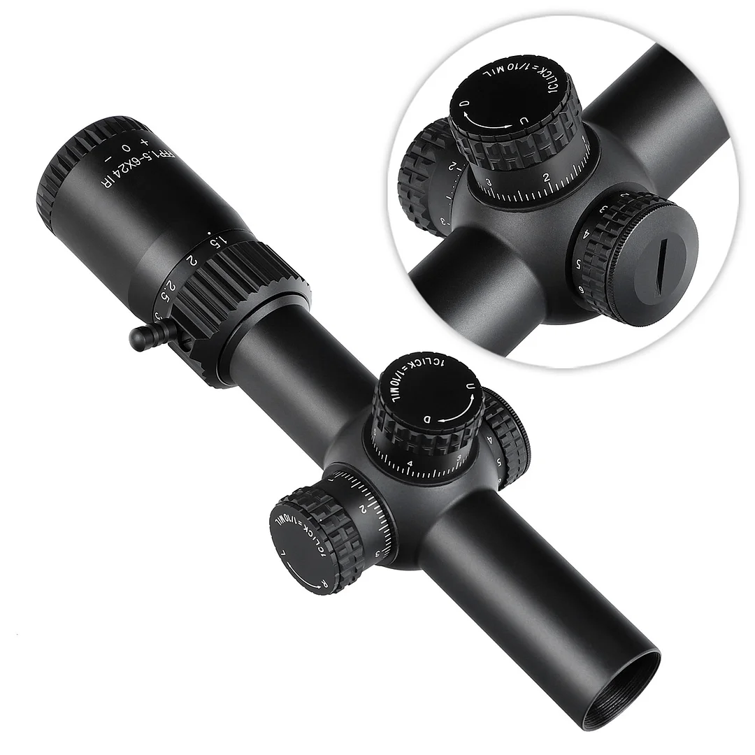 ohhunt&reg; LR 1.5-6x24 FFP Scope,30mm Tube,11 Levels Red Illuminated
