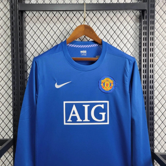 Retro 2008/2009 Manchester United Long Sleeve Away Football T-Shirt Thai Quality