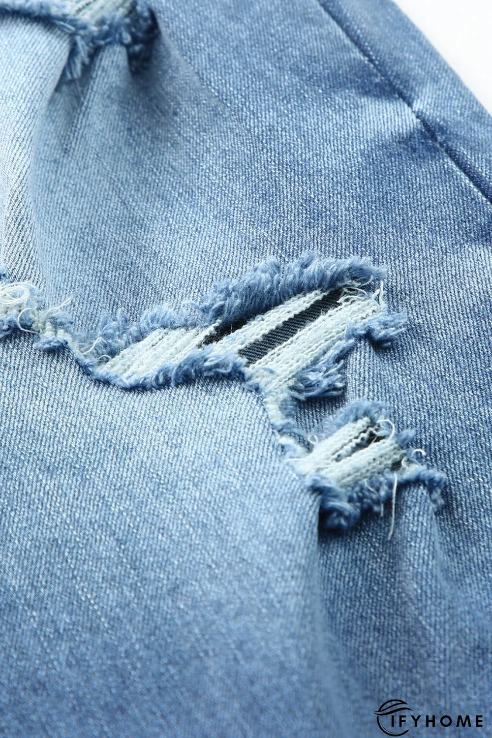 Sky Blue Plus Size Distressed Flare Jeans | IFYHOME