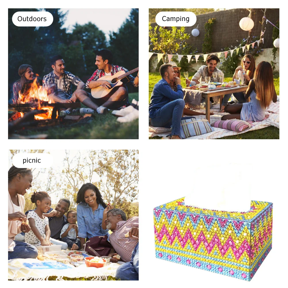 DIY Diamond Painting Tissue Box - Color Stripes