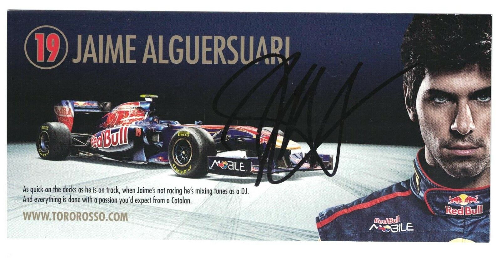 Jamie Alguersuari Signed Autographed Photo Poster painting Formula One Racing Driver