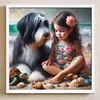 Diamond Painting -DIY Round Drill Girl & Dog
