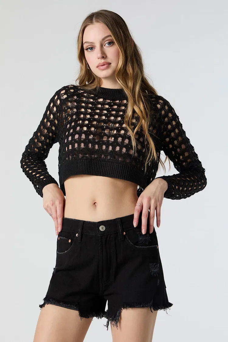 Chelsea Black Wash Distressed Denim Short