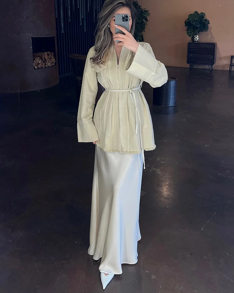 Women's V-neck long-sleeved Two-Piece Suit