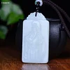 Natural 100% real white hetian jade grave Guan Yu Bless peace pendant jewellery Handle piece for men woman gifts good luck