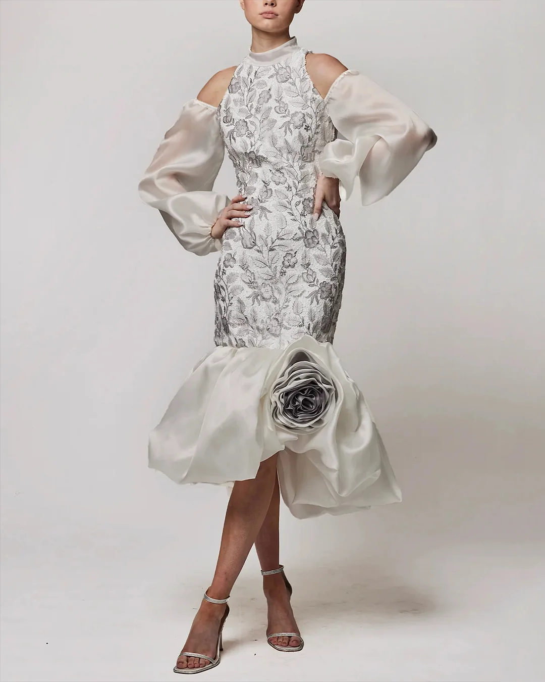 Women's Off-Shoulder Flower Embroidered Dress