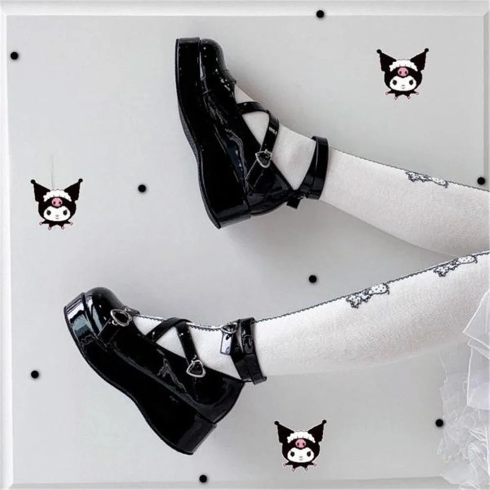 2021 Brand Sweet Lovely Buckles Lolita Mary Janes Cosplay Black Gothic Pink Platform Med Heels Shoes Women Pumps Big Size 43 1129