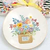 Flowers-DIY Embroidery Kit with Pattern Cotton Threads Needles Hoop 30*30cm/11.8*11.8in